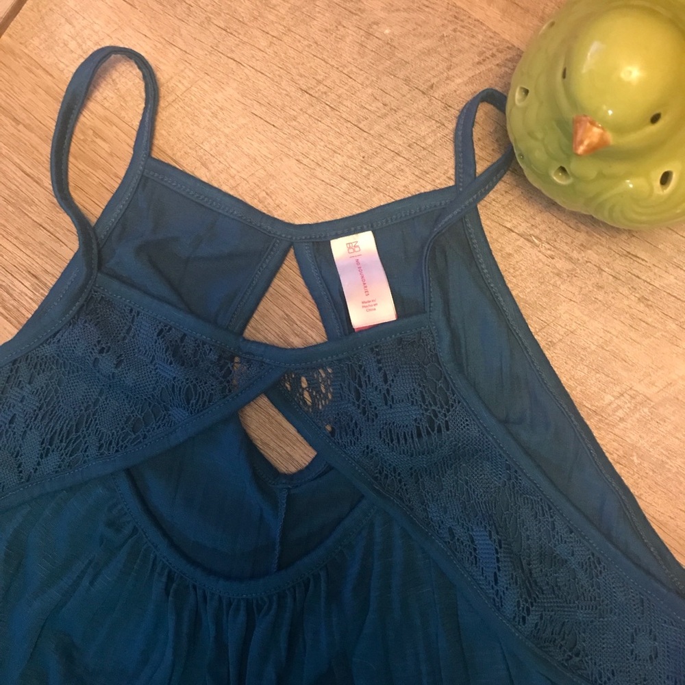 NOBO Juniors Teal Ruffle Bottom Tank Top